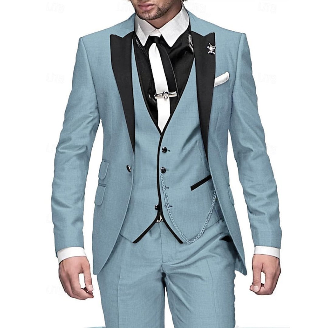 Toni - Dreiteiliges Leinen-Set für Herren: Business-Blazer, Weste und Hose