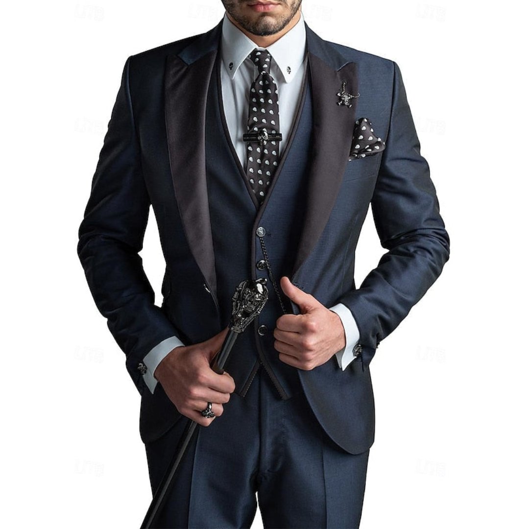 Toni - Dreiteiliges Leinen-Set für Herren: Business-Blazer, Weste und Hose